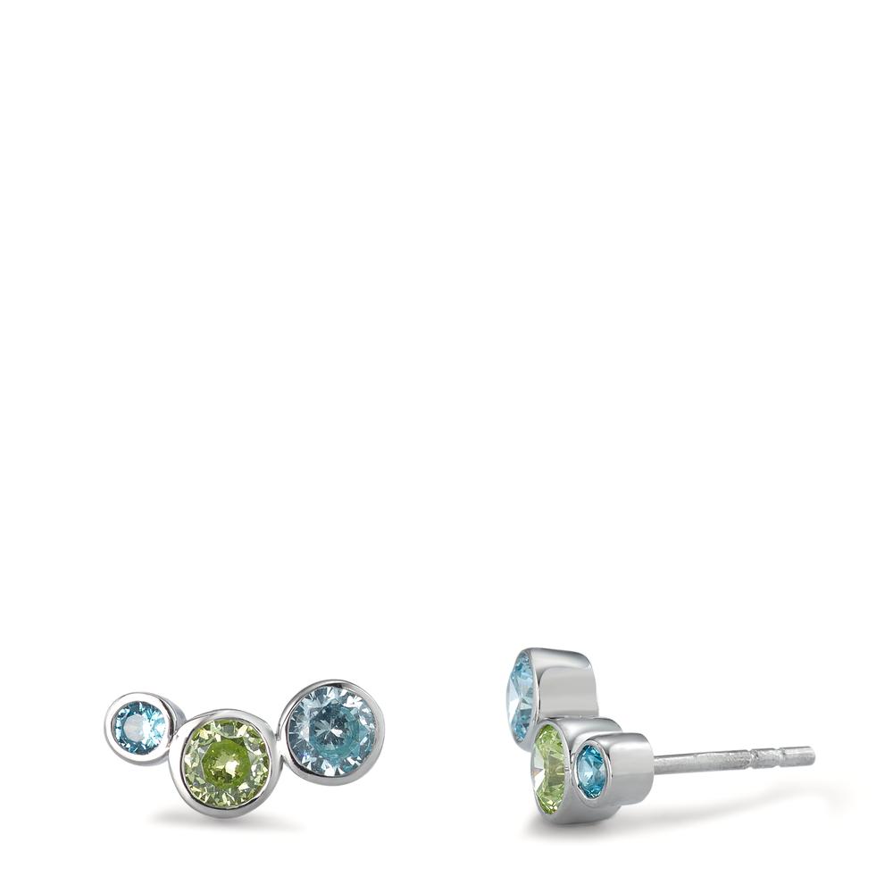 Clous d'oreilles Argent Zircone coloré, 6 Pierres Rhodié-595096