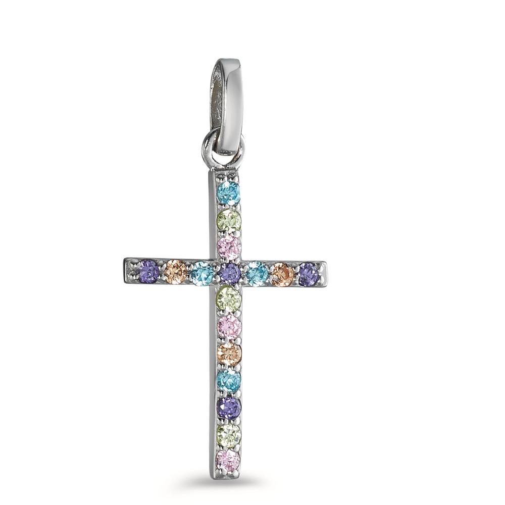 Pendentif Argent Zircone coloré, 17 Pierres Rhodié-595102