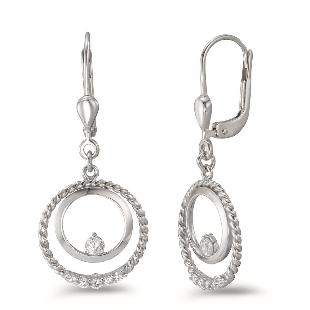 Pendant d'oreilles Argent Zircone 12 Pierres Rhodié Ø14 mm-595109