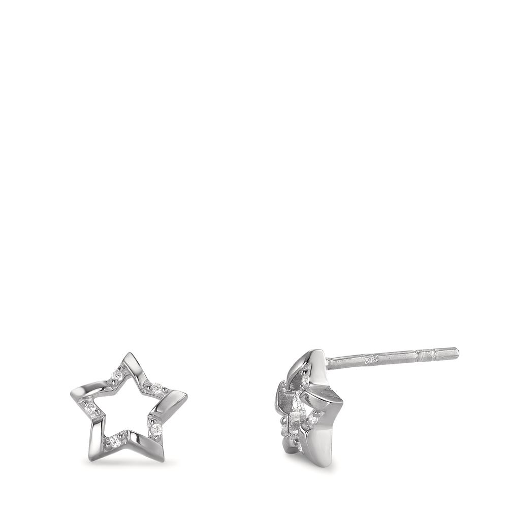 Ohrstecker Silber Zirkonia 10 Steine rhodiniert Stern Ø8 mm-595120