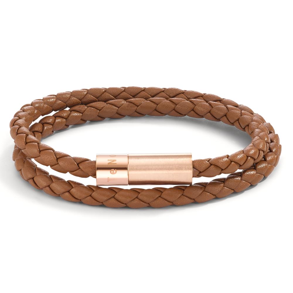 Bracelet Cuir, Acier inoxydable rosé PVD 19 cm-595336