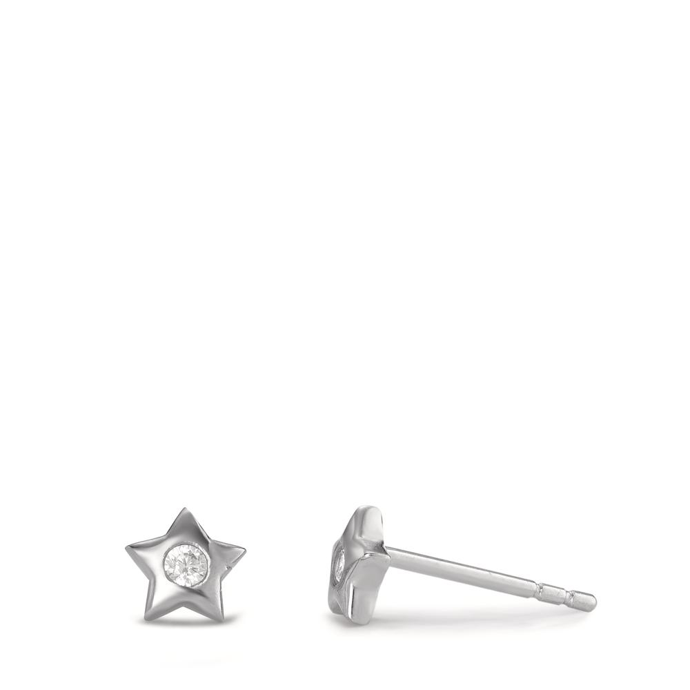 Clous d'oreilles Argent Zircone 2 Pierres Rhodié Ø5 mm-595378