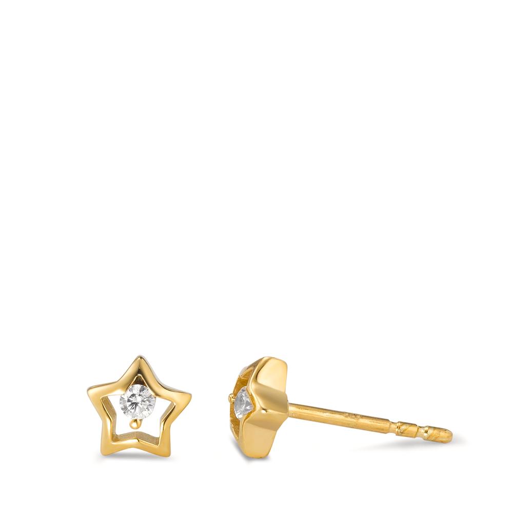 Clous d'oreilles Or jaune 9K Zircone 2 Pierres Étoile Ø6 mm-595429