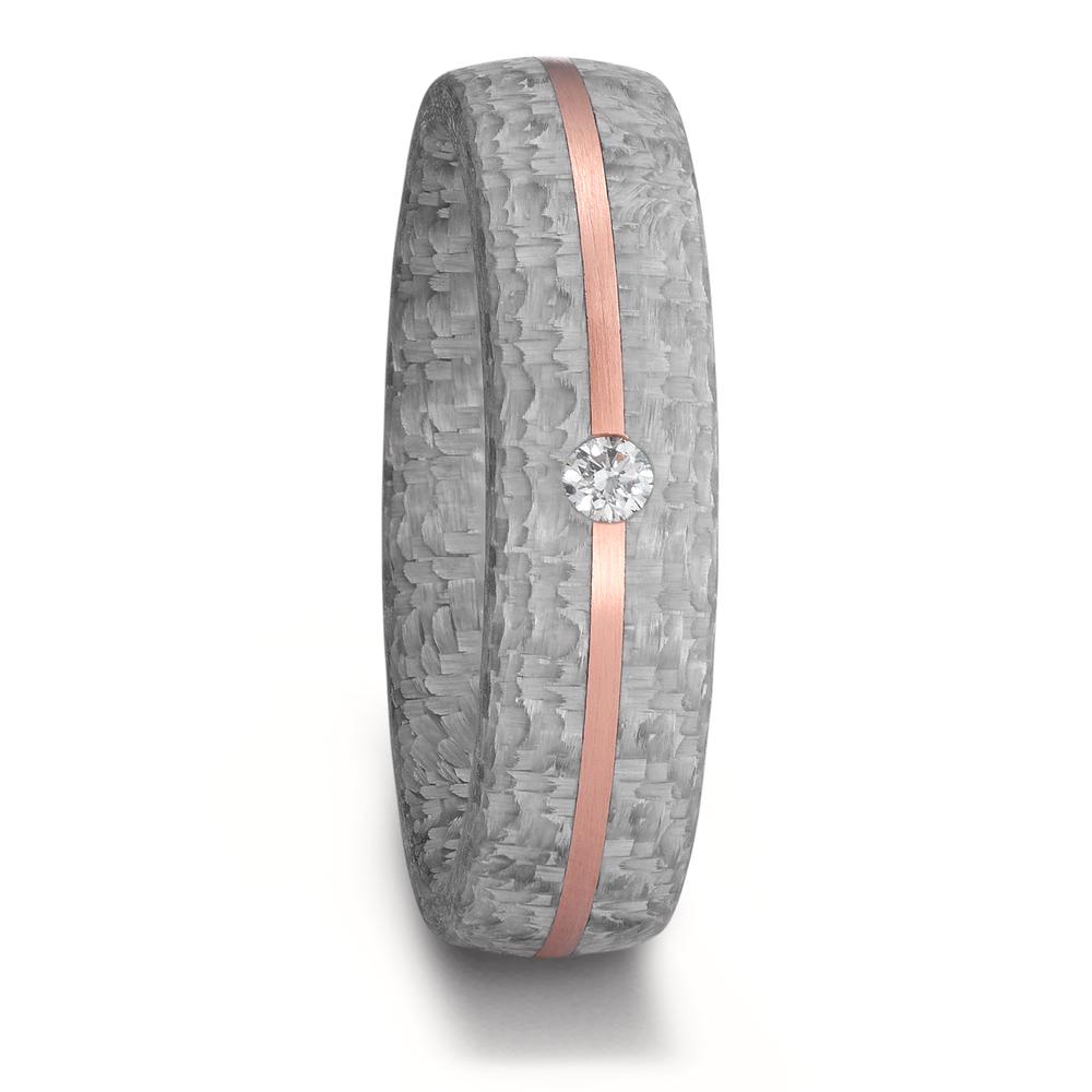 Alliance Or rose 14K, Carbone Diamant 0.05 ct, w-si-595434