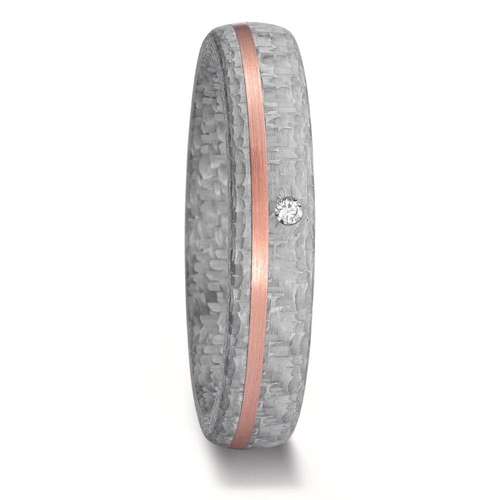 Alliance Or rose 14K, Carbone Diamant 0.015 ct, w-si-595440