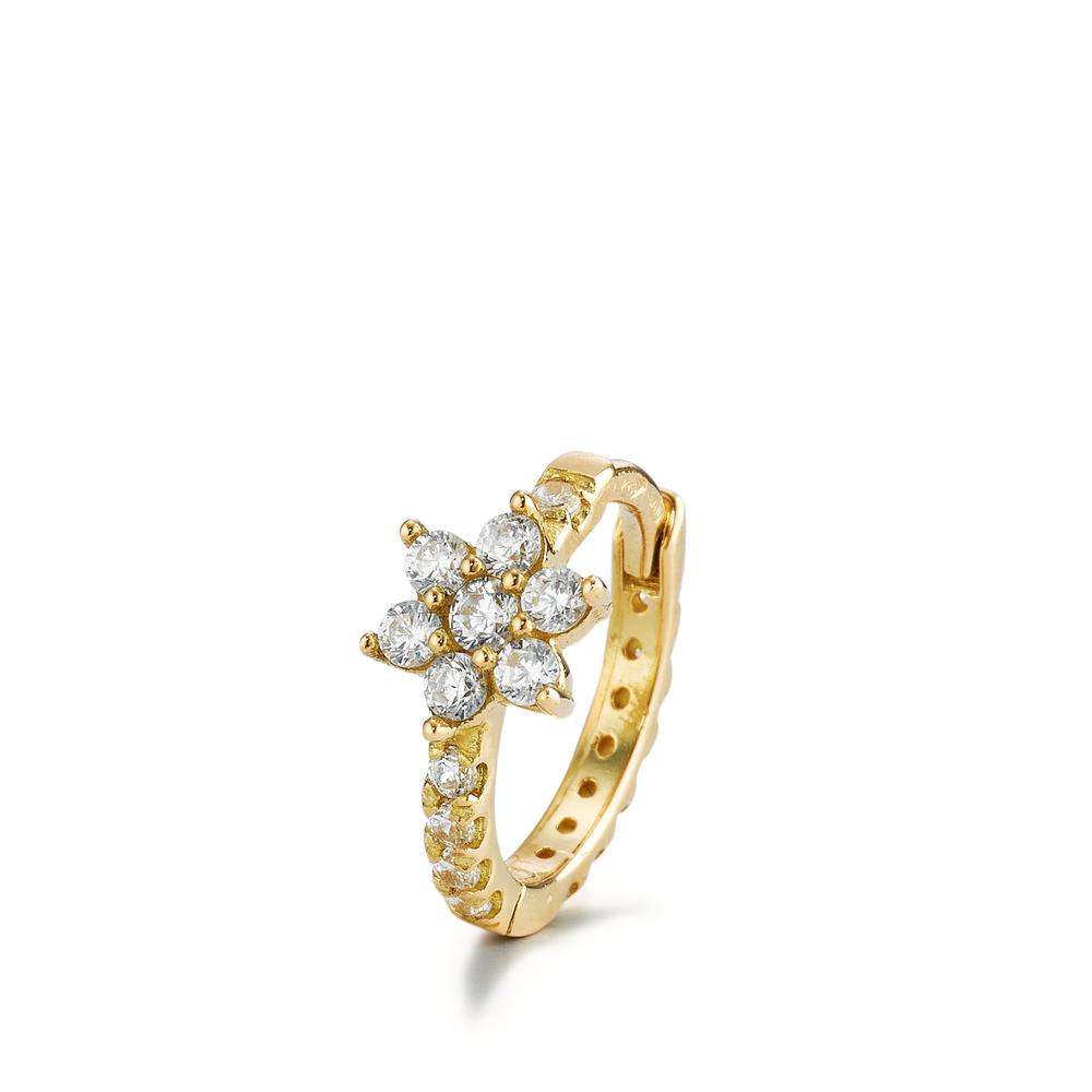 Créoles à charnières à l'unité Or jaune 18K Zircone 19 Pierres Fleur-595493