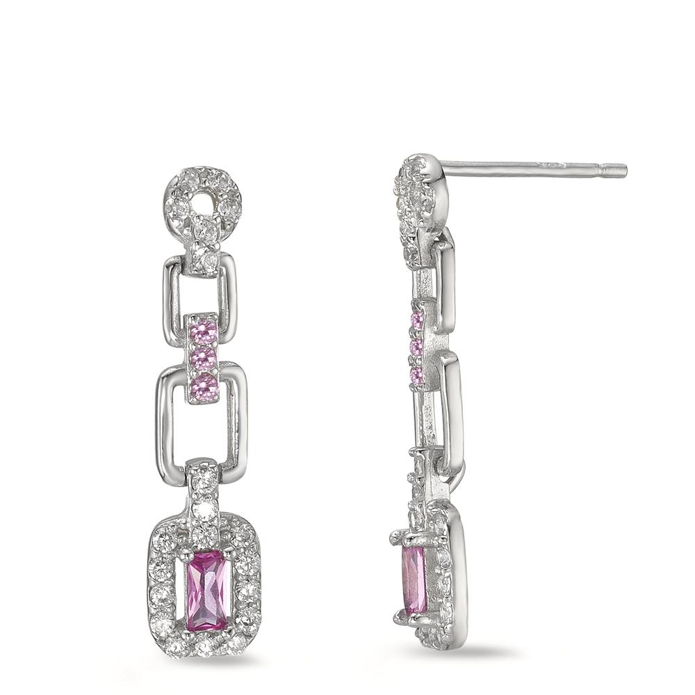 Pendant d'oreilles Argent Zircone rose Rhodié-595538