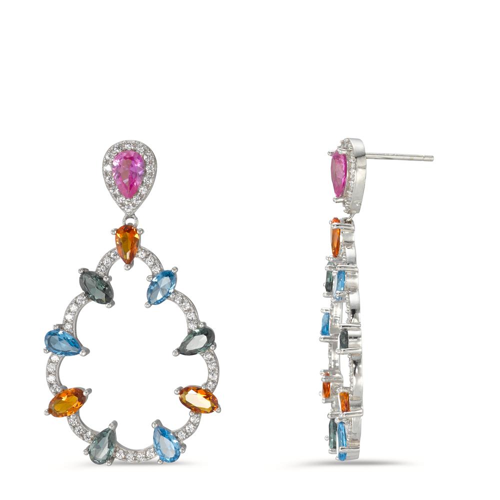 Pendant d'oreilles Argent Zircone coloré Rhodié-595540