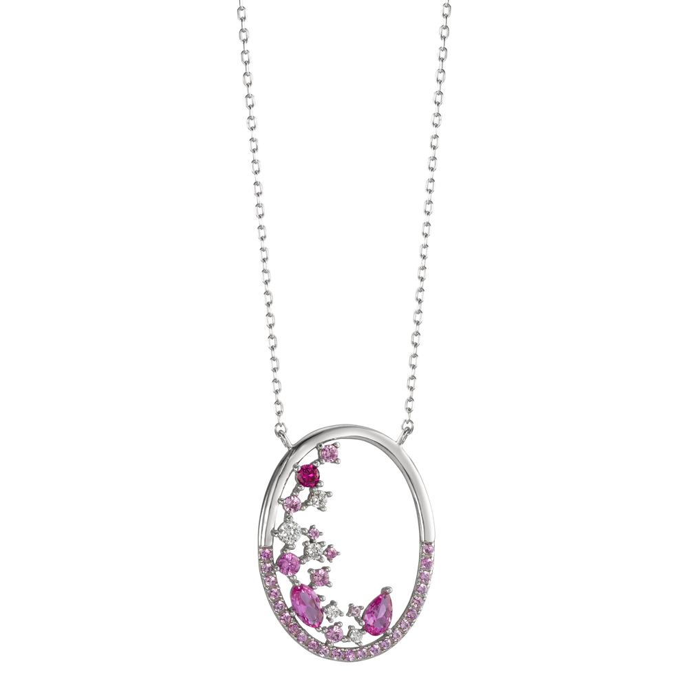 Collier Argent Zircone rose Rhodié 39-43 cm-595548