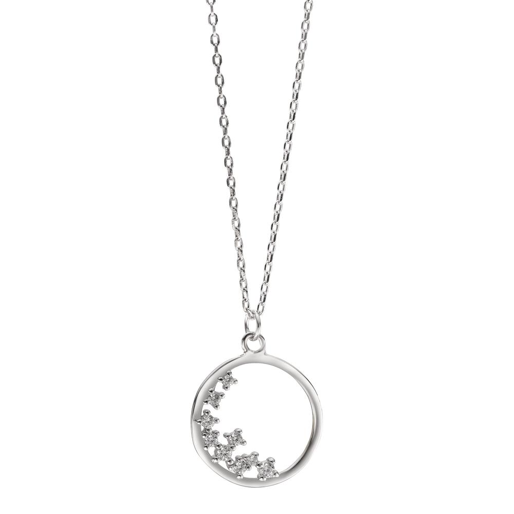 Collier Argent Zircone 9 Pierres Rhodié 40-44 cm Ø15 mm-595553