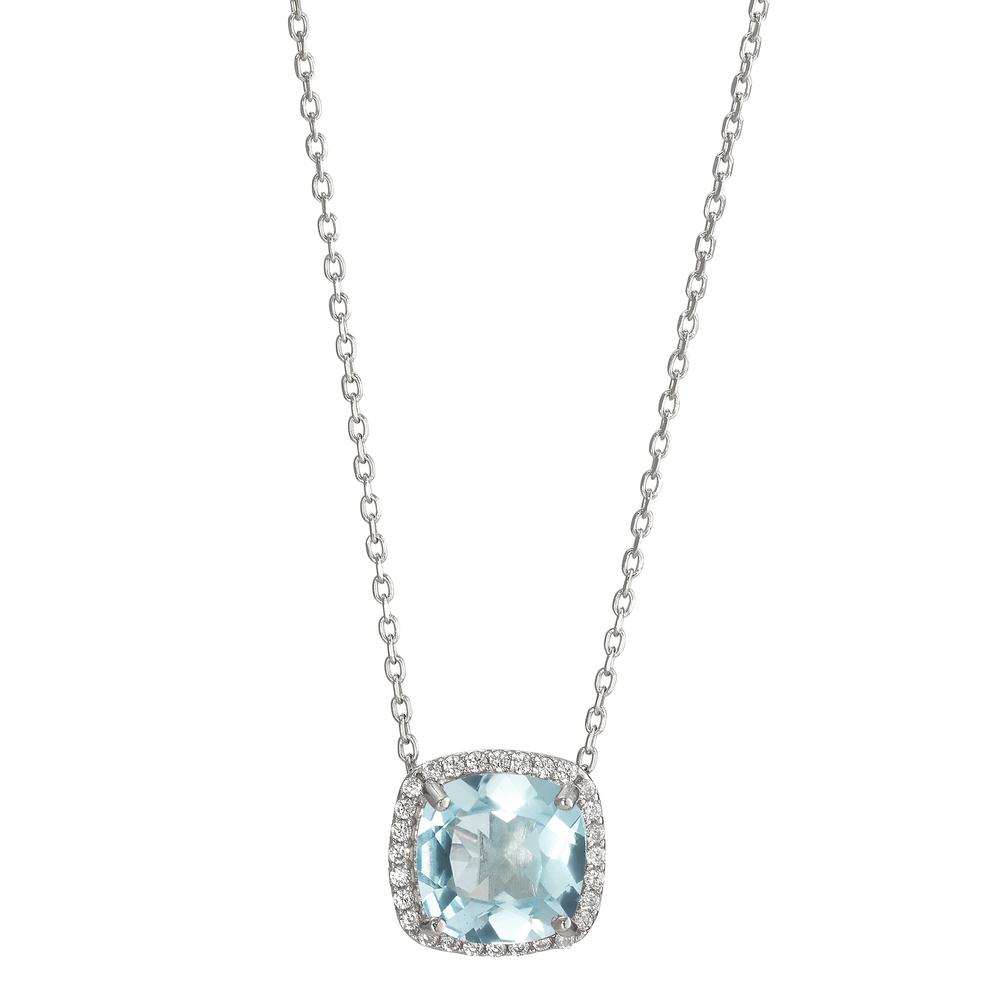 Collier Argent Topaze bleu Rhodié 40-45 cm-595565
