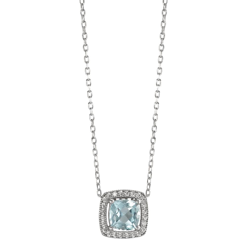 Collier Argent Topaze bleu Rhodié 40-45 cm-595567