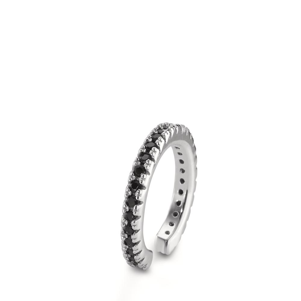 Ear cuff Argent Zircone noir, 26 Pierres Rhodié Ø14 mm-595648