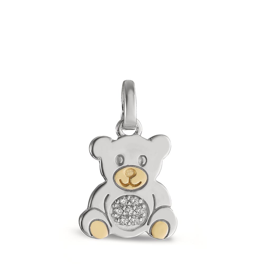 Pendentif Argent Zircone 7 Pierres jaune Bicolore Ours-595729
