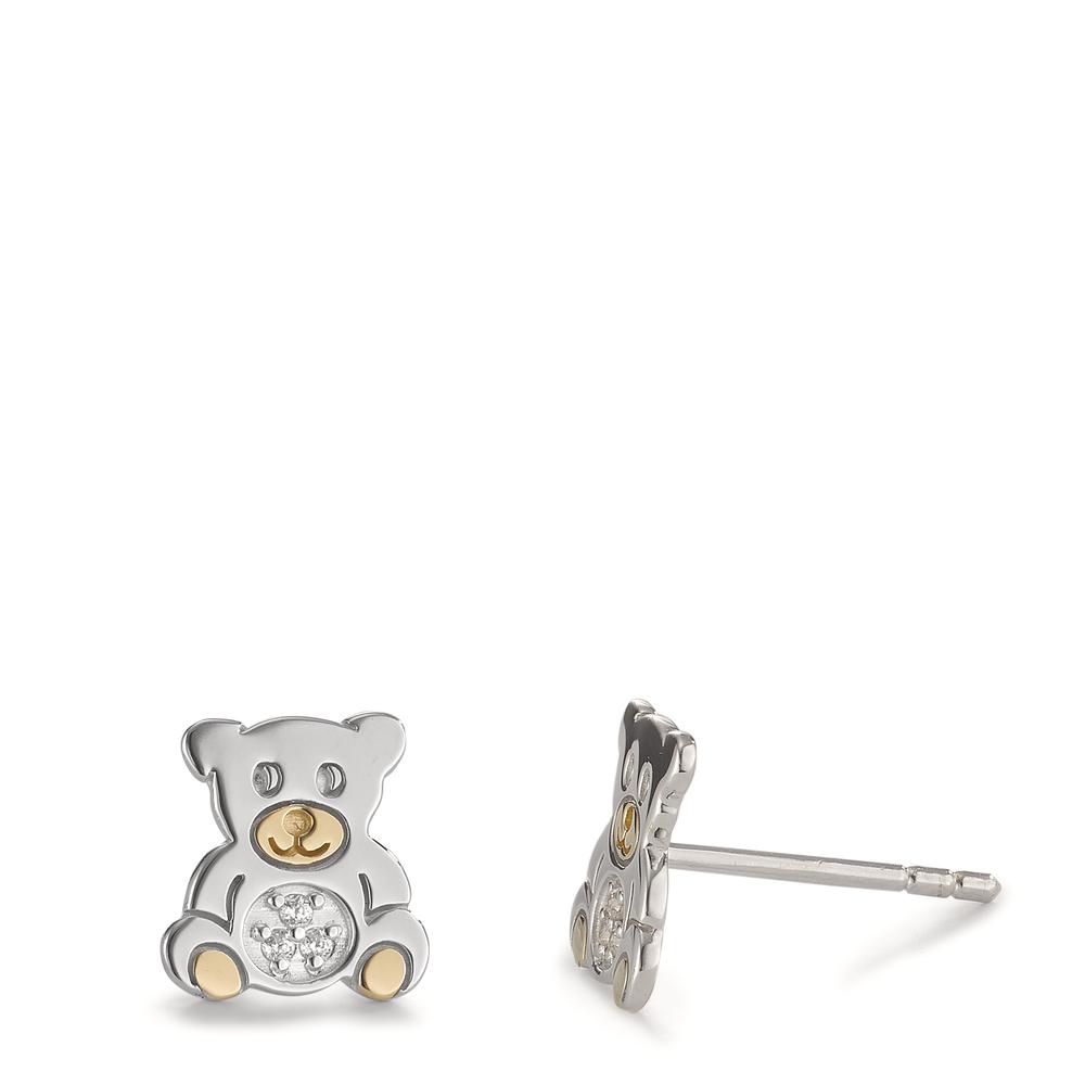 Clous d'oreilles Argent Zircone 7 Pierres jaune Bicolore Ours Ø8 mm-595730