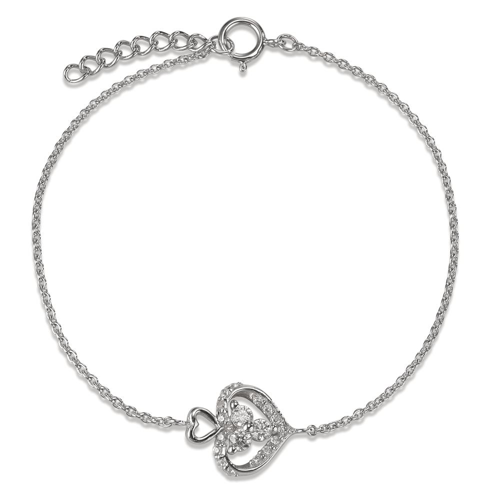 Bracelet Argent Zircone Rhodié Coeur 17-19 cm-595746