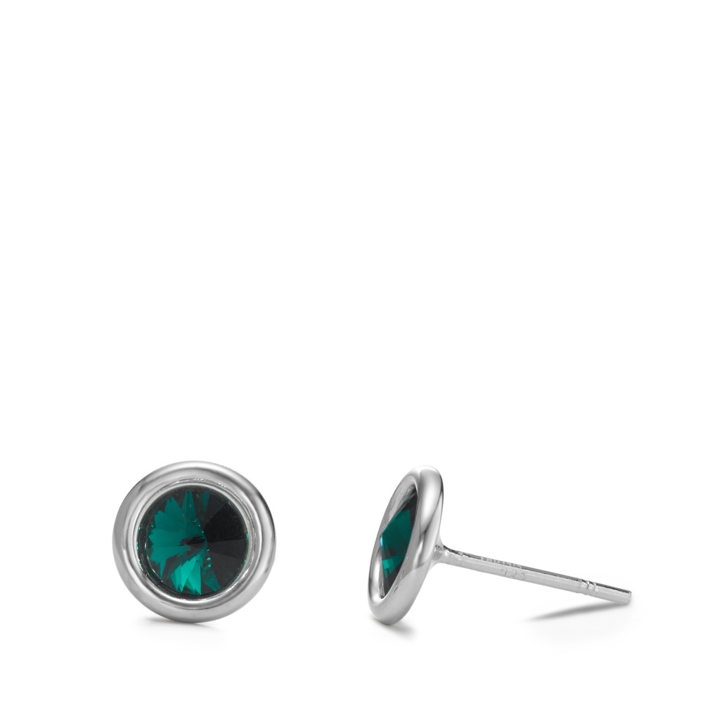 Clous d'oreilles Argent Zircone vert, 2 Pierres Rhodié Pierre du Mois Ø9 mm-595787