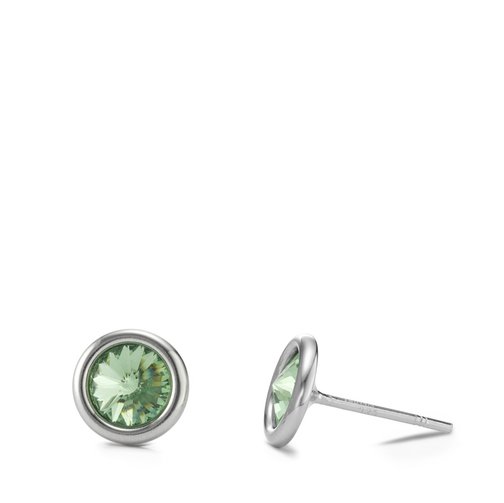 Clous d'oreilles Argent Zircone vert, 2 Pierres Rhodié Pierre du Mois Ø9 mm-595790