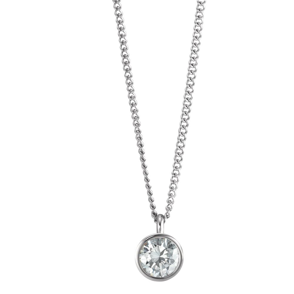 Chaînette avec pendentif Acier inoxydable Zircone blanc 42 cm Ø9.5 mm-595819