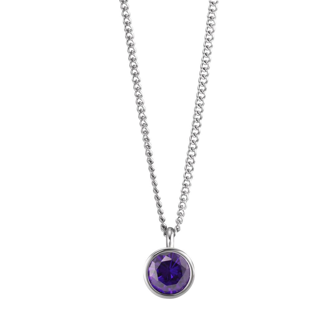 Chaînette avec pendentif Acier inoxydable Zircone violet 42 cm Ø9.5 mm-595824