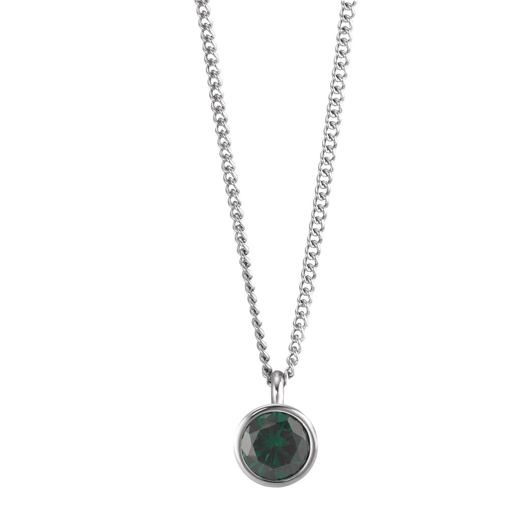 Chaînette avec pendentif Acier inoxydable Zircone vert 42 cm Ø9.5 mm-595826