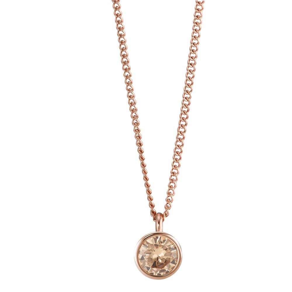 Chaînette avec pendentif Acier inoxydable Zircone rosé PVD 42 cm Ø9.5 mm-595829