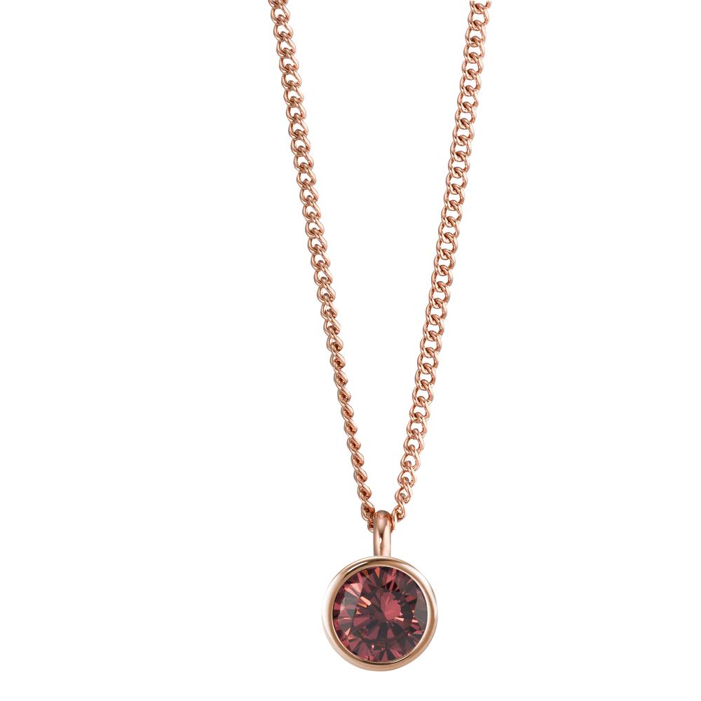 Chaînette avec pendentif Acier inoxydable Zircone rouge PVD 42 cm Ø9.5 mm-595831