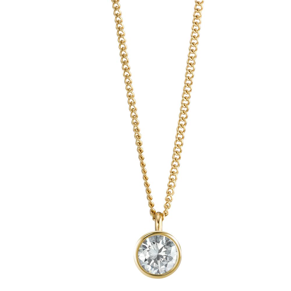 Chaînette avec pendentif Acier inoxydable Zircone blanc PVD 42 cm Ø9.5 mm-595832