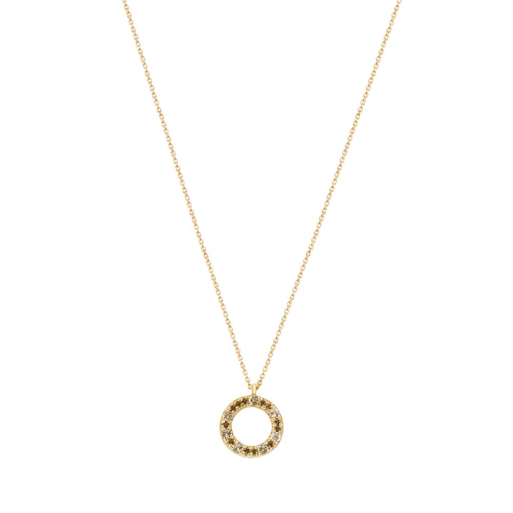 Collier Or jaune 9K Topaze blanc, Quartz fumé 38-42 cm Ø11 mm-595921
