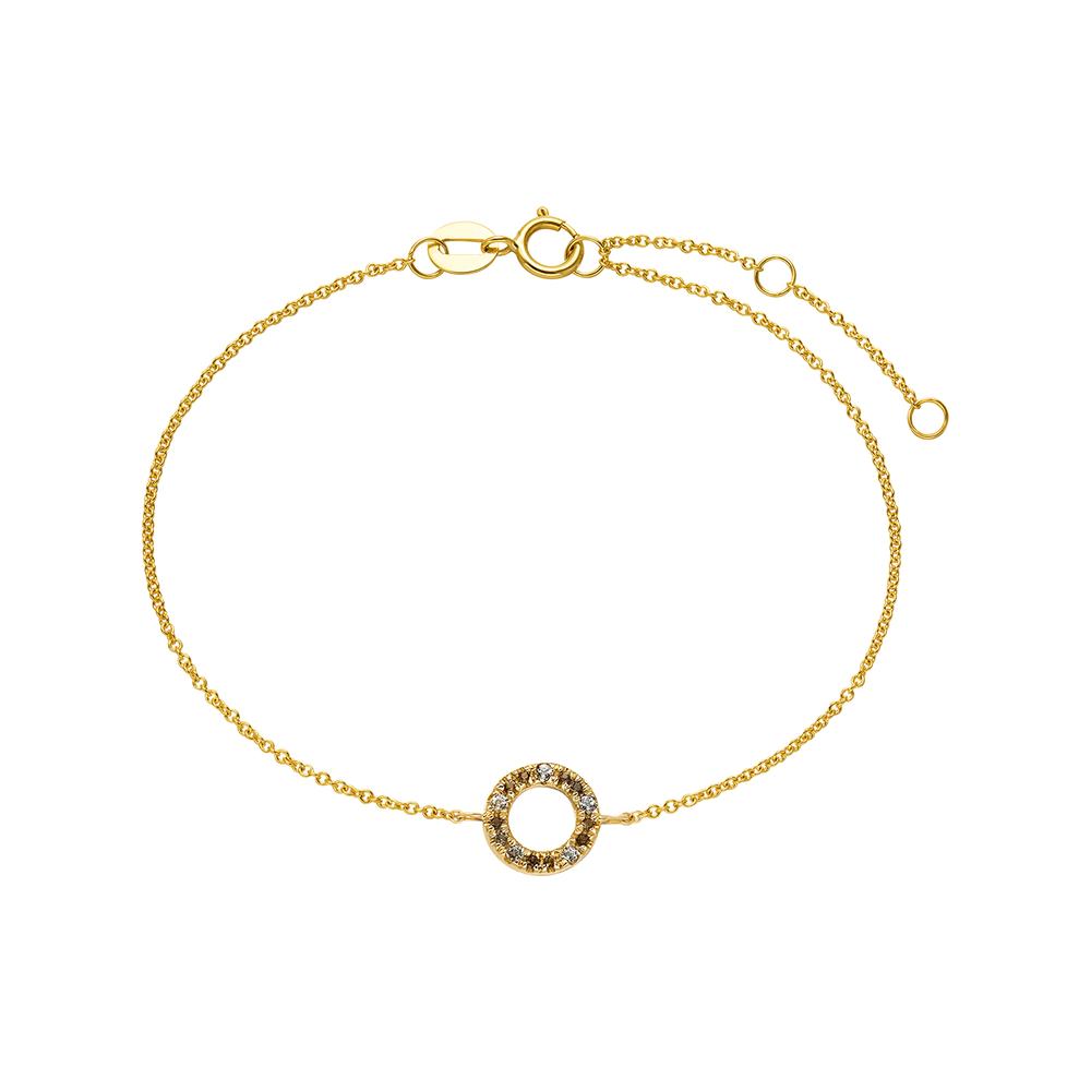 Bracelet Or jaune 9K Topaze blanc, Quartz fumé 15-18 cm-595922
