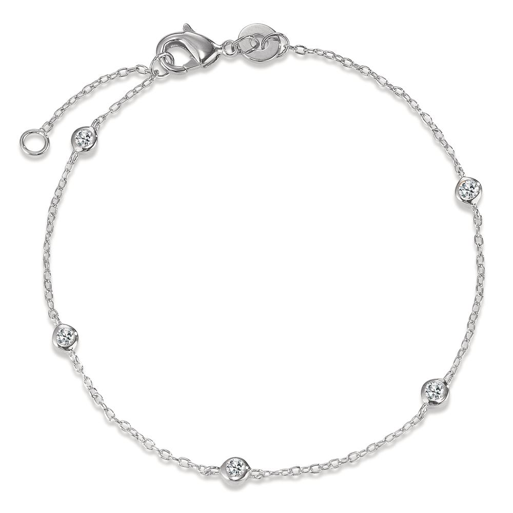 Bracelet Argent Zircone 5 Pierres Rhodié 16.5-18.5 cm-596122