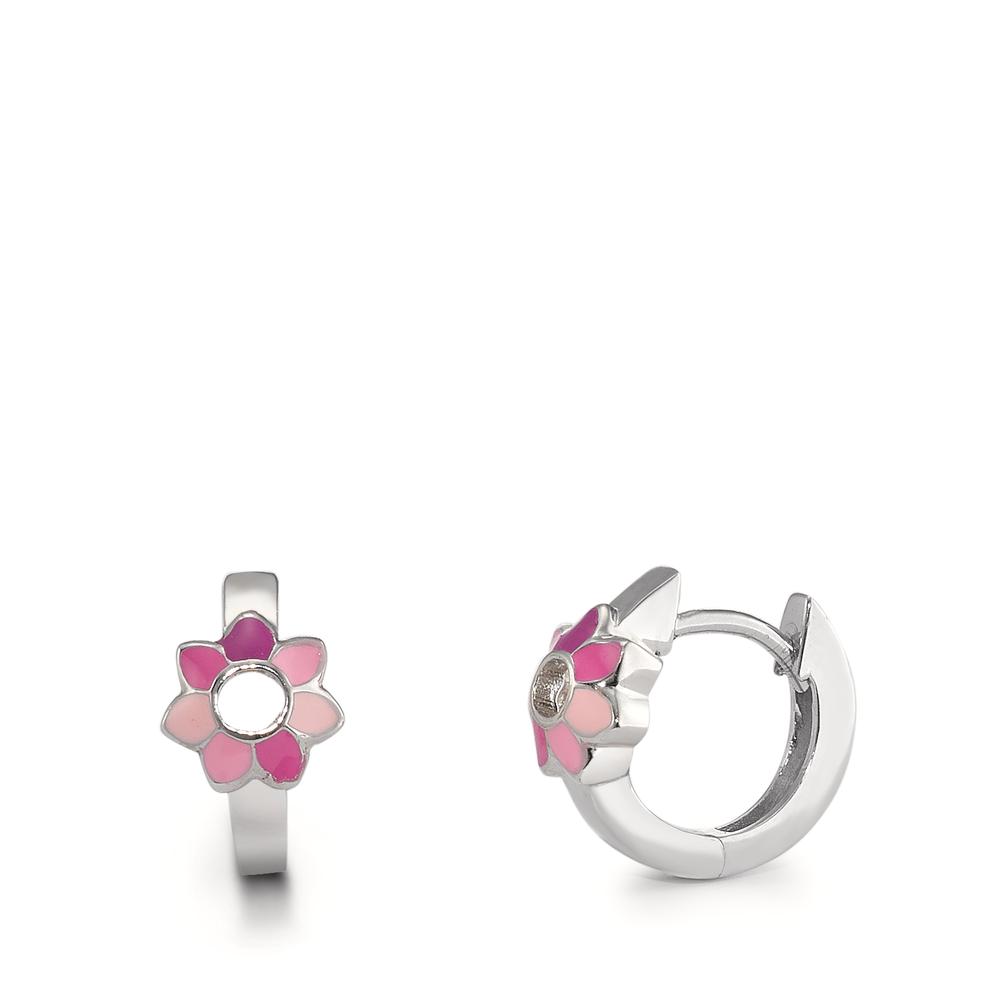 Créoles à charnières Argent Rhodié Fleur Ø6 mm-596184