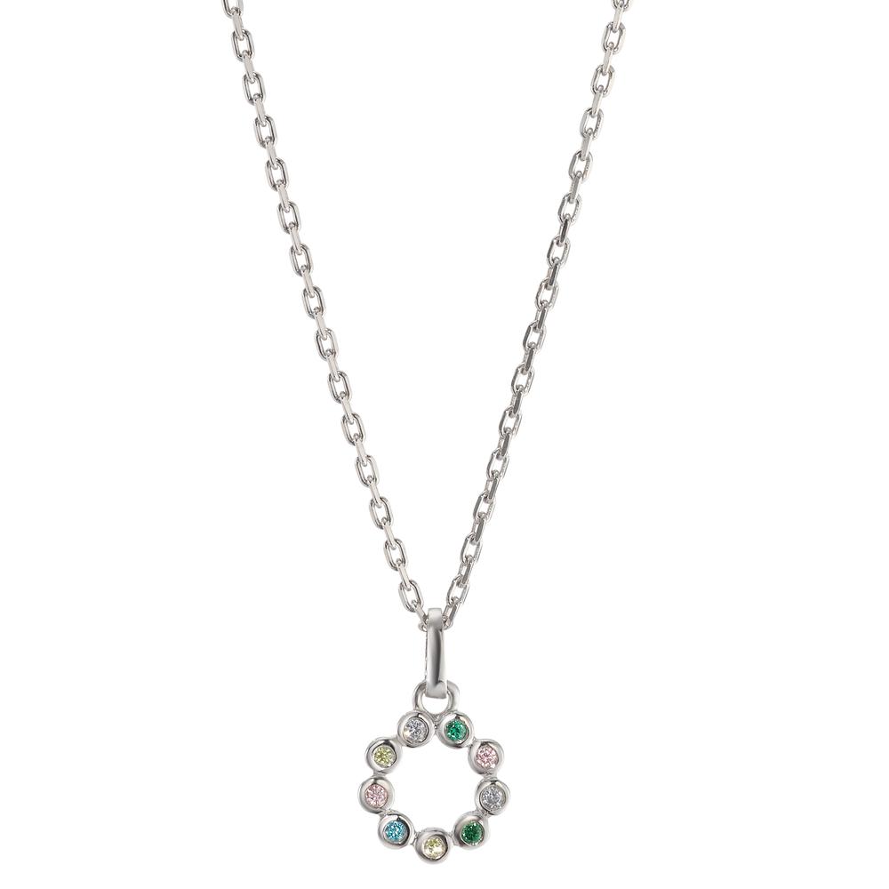 Chaînette avec pendentif Argent Zircone coloré, 9 Pierres Rhodié 40-42 cm Ø9 mm-596202