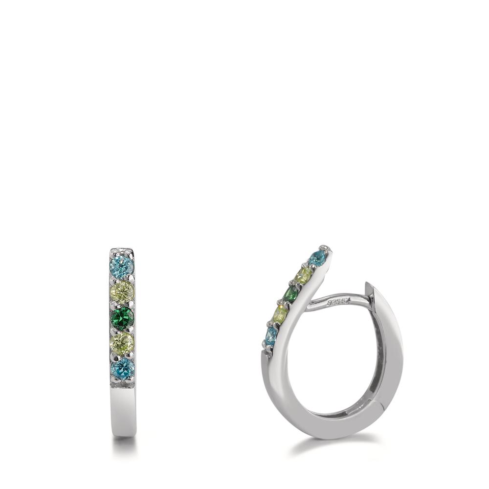 Créoles à charnières Argent Zircone coloré, 10 Pierres Rhodié-596204