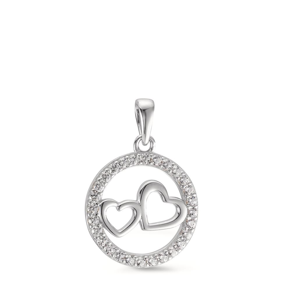 Pendentif Argent Zircone Rhodié Coeur Ø16 mm-596208