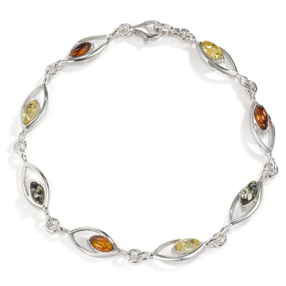 Bracelet Argent Ambre 8 Pierres Rhodié 18.5 cm-596349