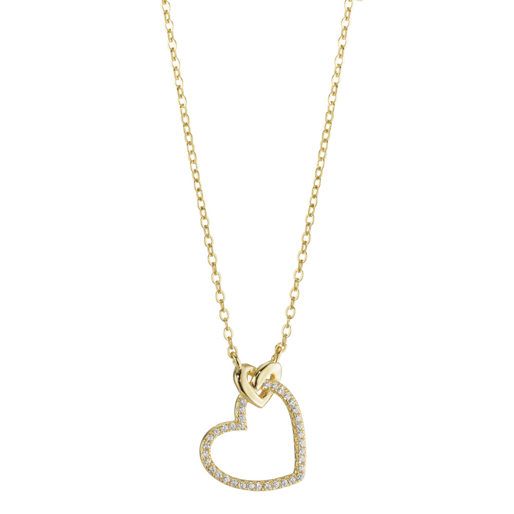Collier Argent Zircone jaune Plaqué or Coeur 40-45 cm-596362