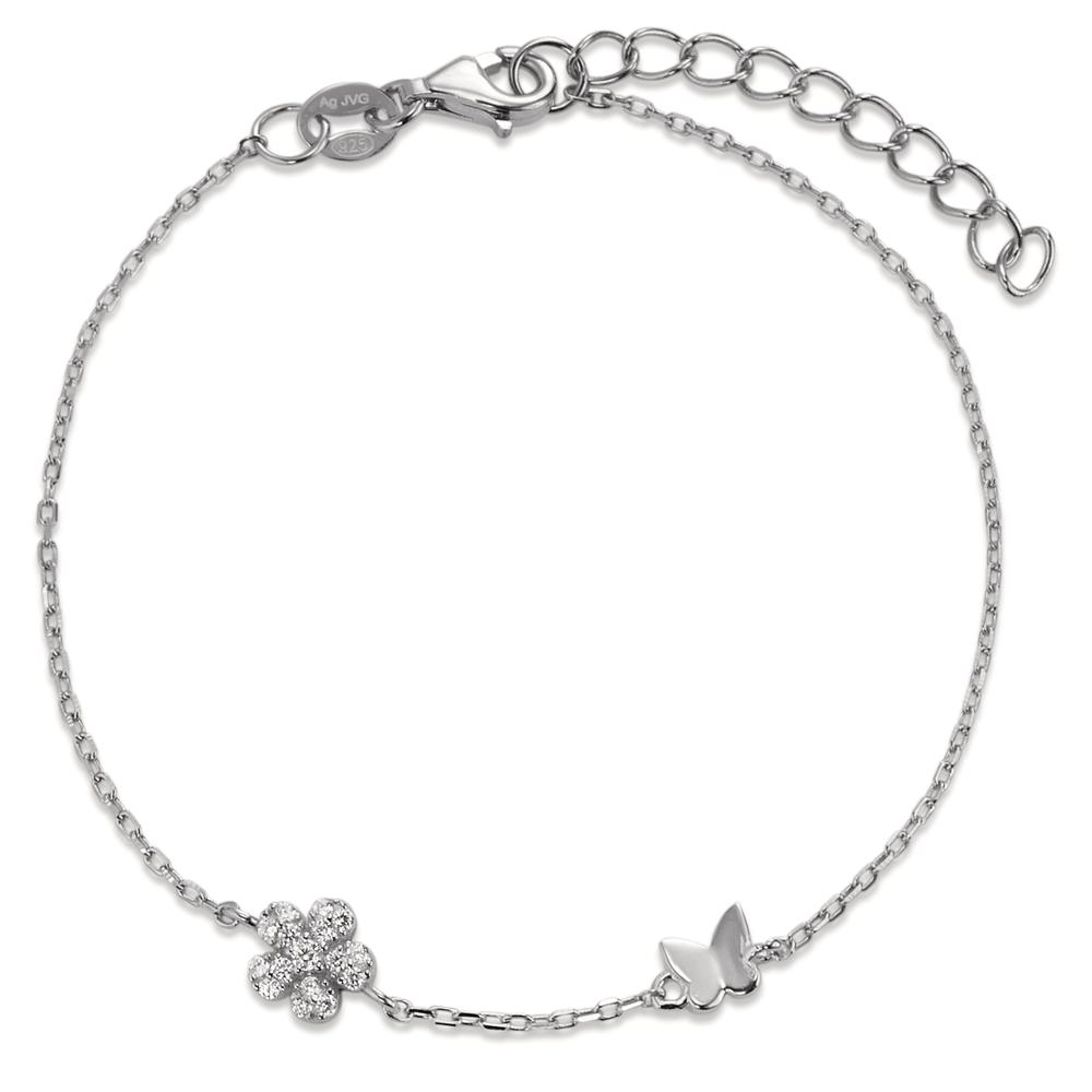Bracelet Argent Zircone 6 Pierres Rhodié Fleur 16-19 cm-596372