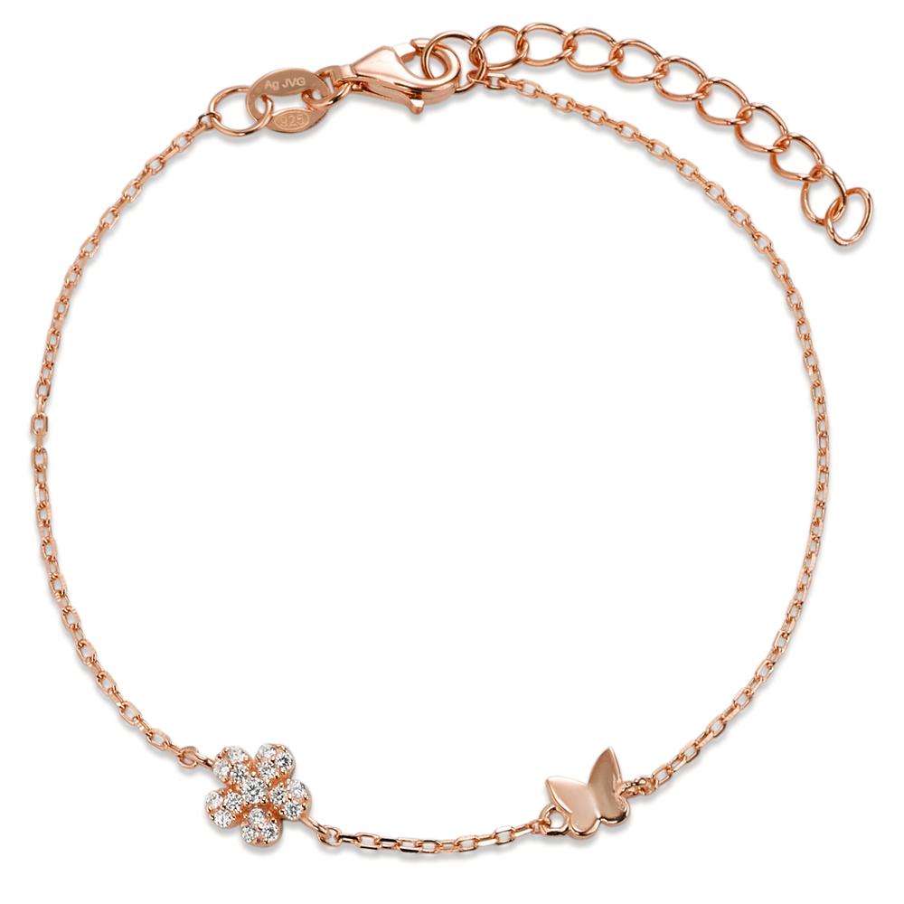 Bracelet Argent Zircone 6 Pierres rosé Plaqué or Fleur 16-19 cm-596373