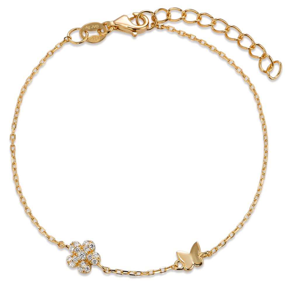 Bracelet Argent Zircone 6 Pierres jaune Plaqué or Fleur 16-19 cm-596374