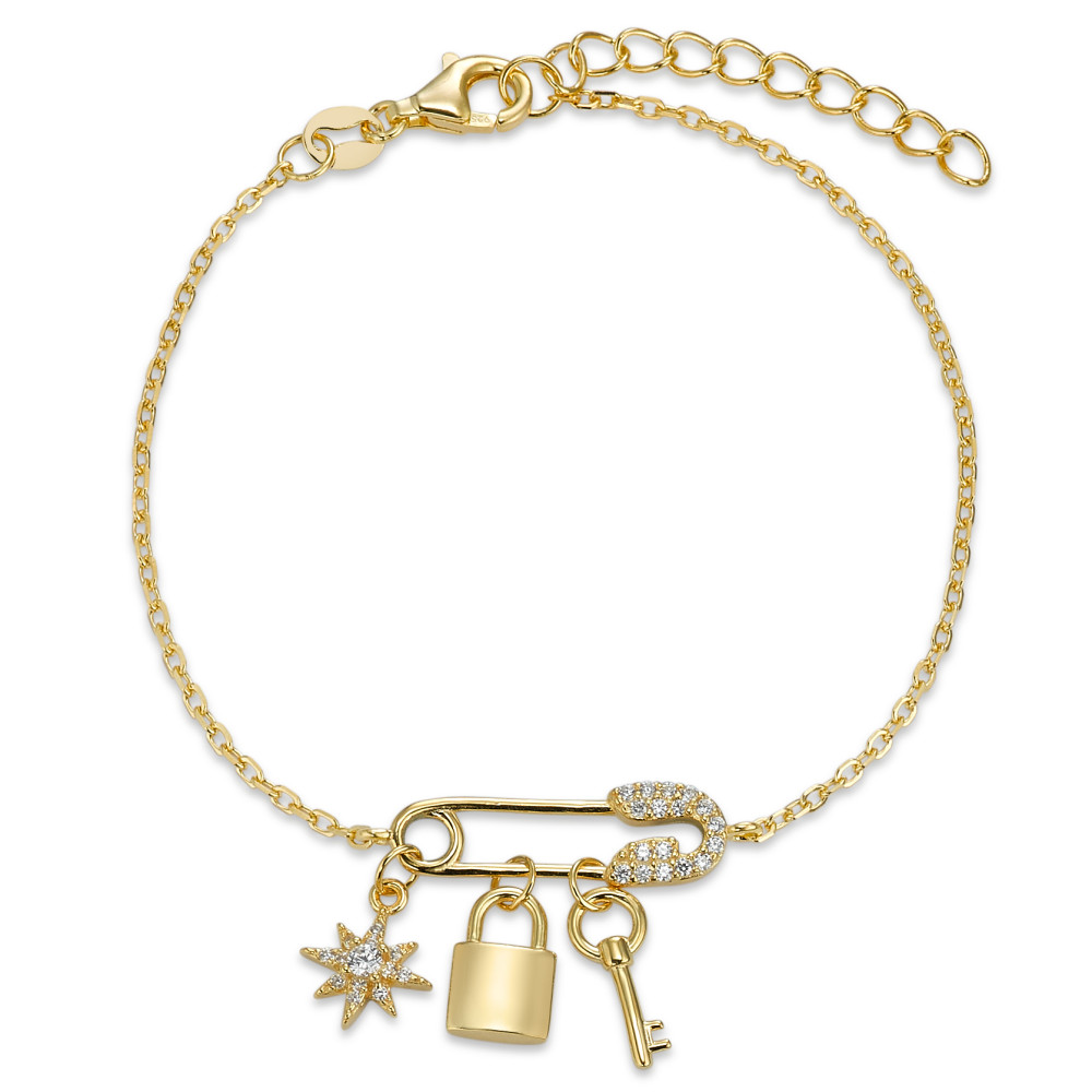 Bracelet Argent Zircone jaune Plaqué or 16-19 cm-596380