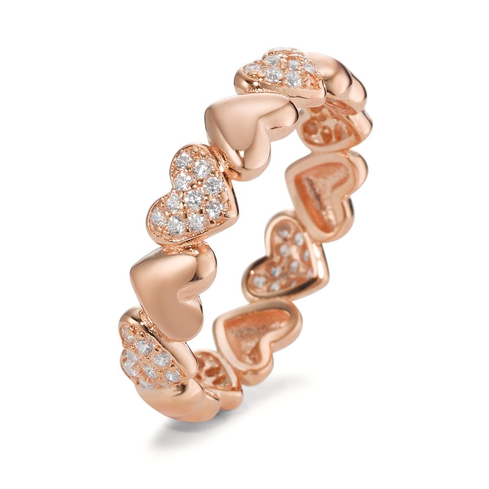 Bague Argent Zircone rosé Plaqué or Coeur-596382