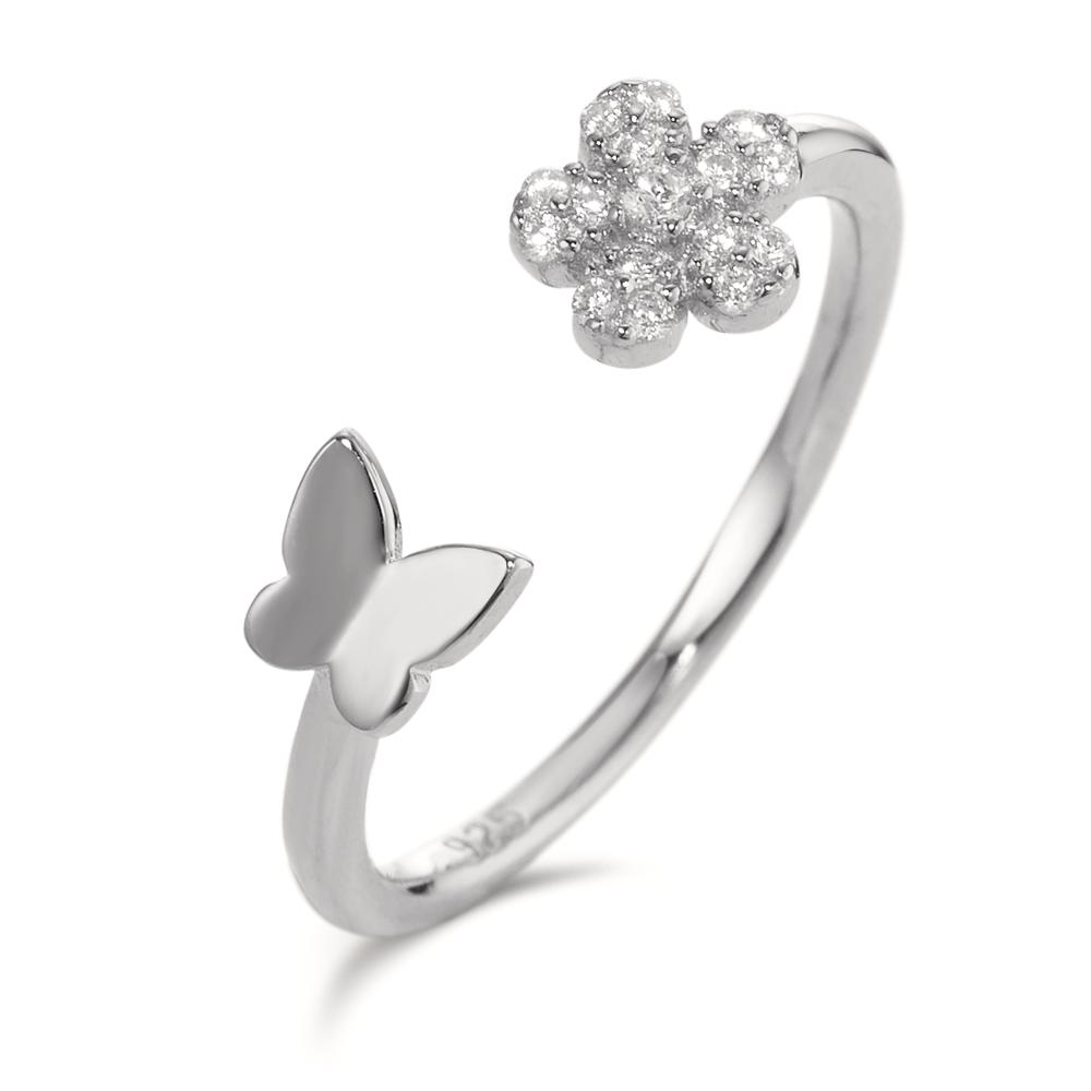 Bague Argent Zircone Rhodié Fleur-596384