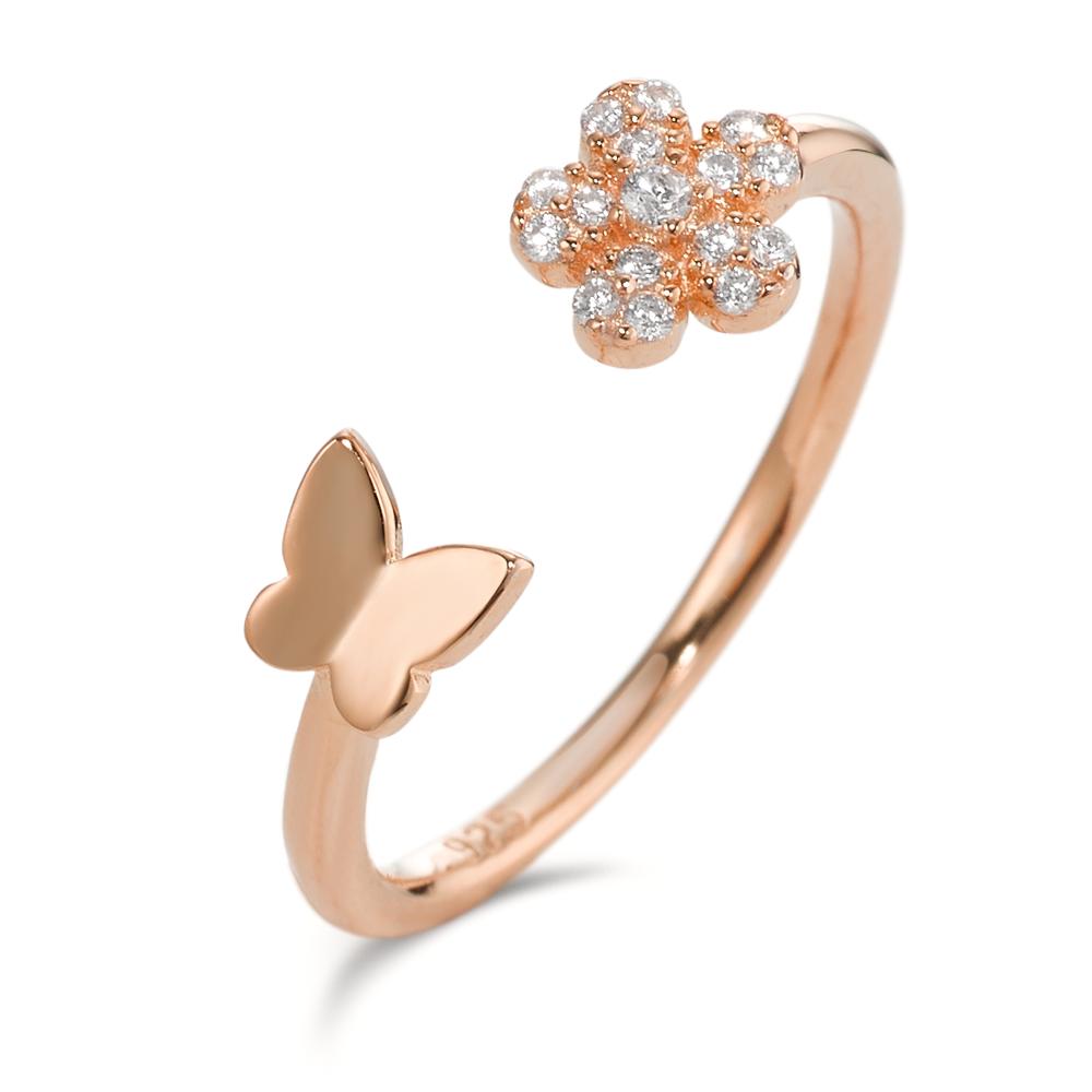 Bague Argent Zircone 6 Pierres rosé Plaqué or Fleur-596385