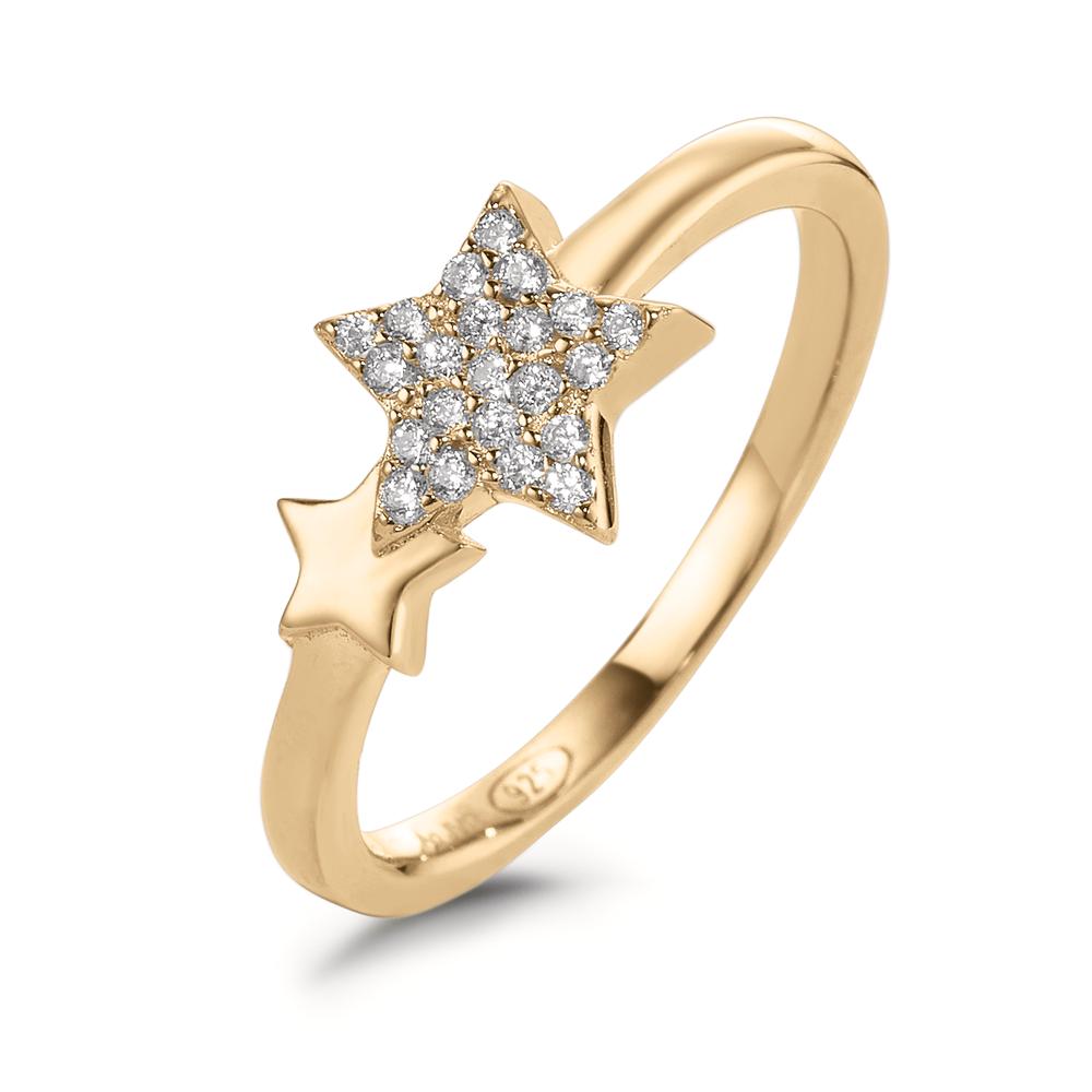 Bague Argent Zircone jaune Plaqué or Étoile-596392