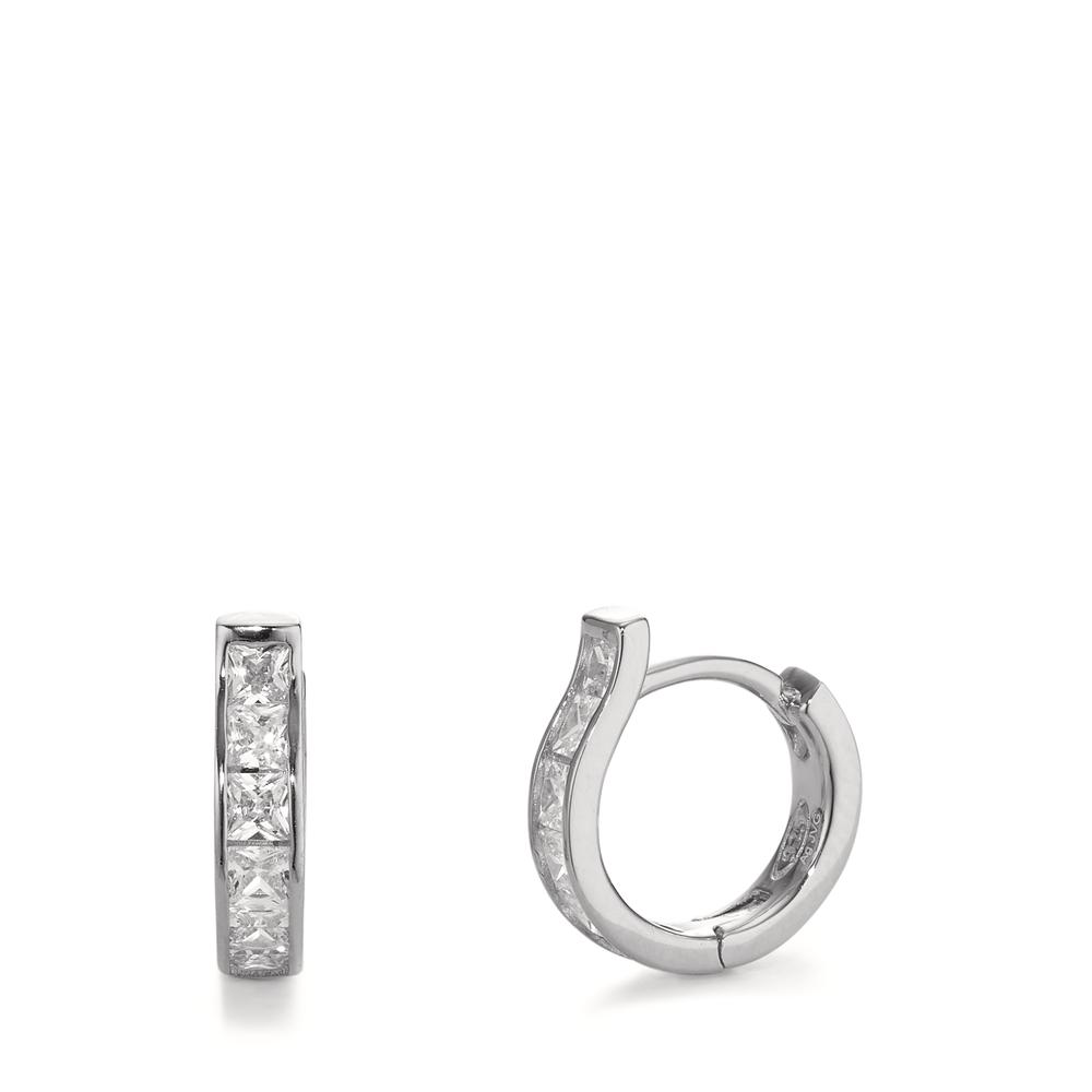 Créoles à charnières Argent Zircone 12 Pierres Rhodié-596405