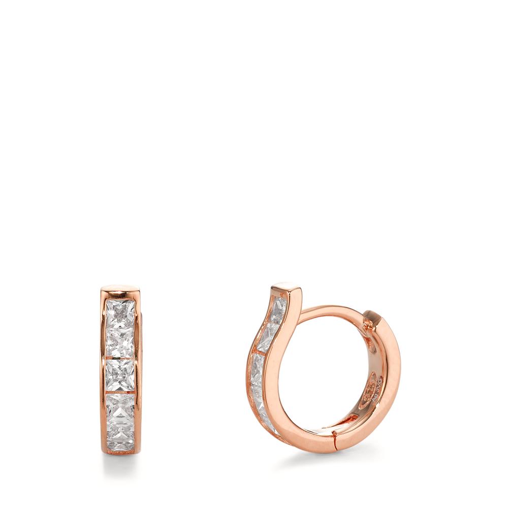 Créoles à charnières Argent Zircone 12 Pierres rosé Plaqué or-596406