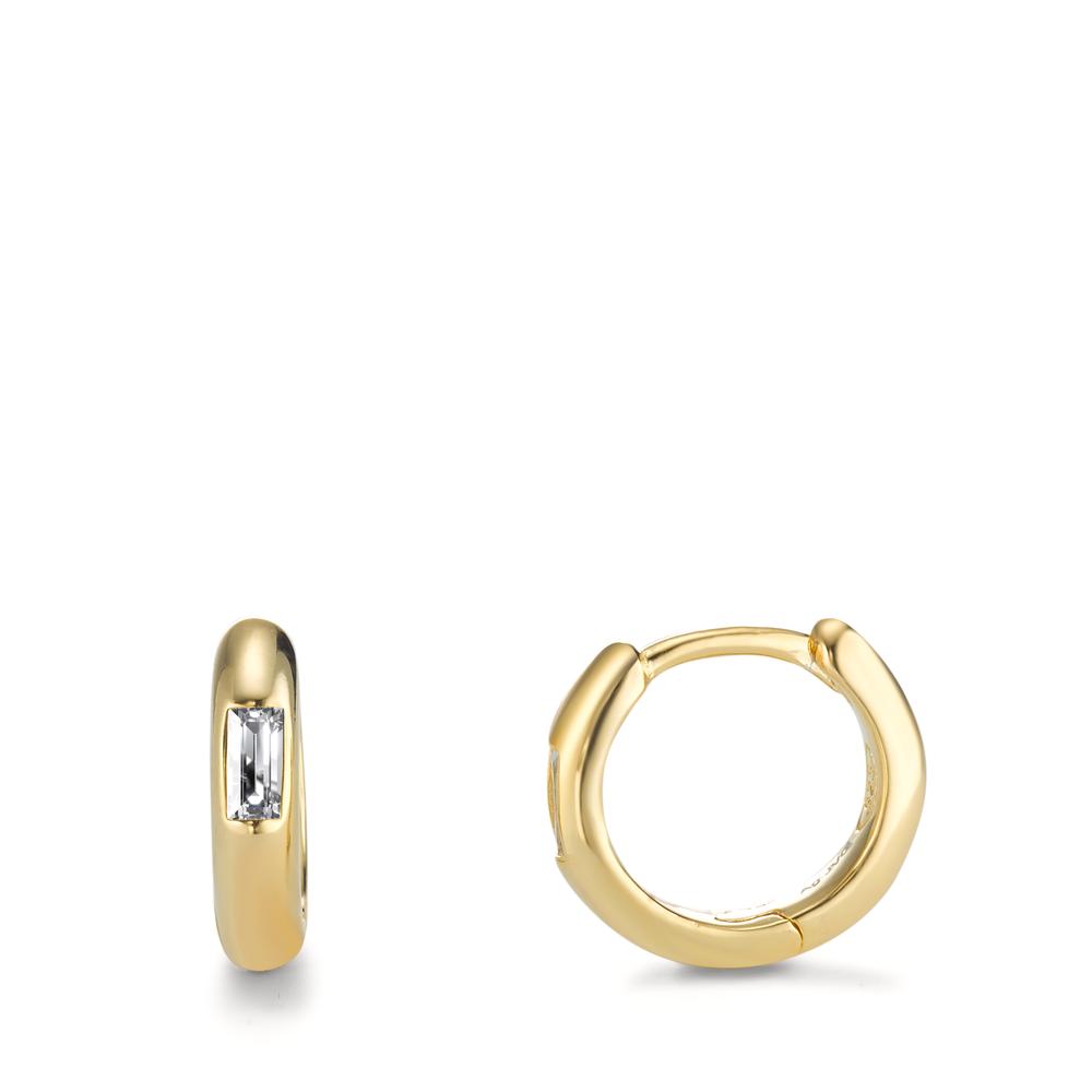 Créoles à charnières Argent Zircone 2 Pierres jaune Plaqué or-596416