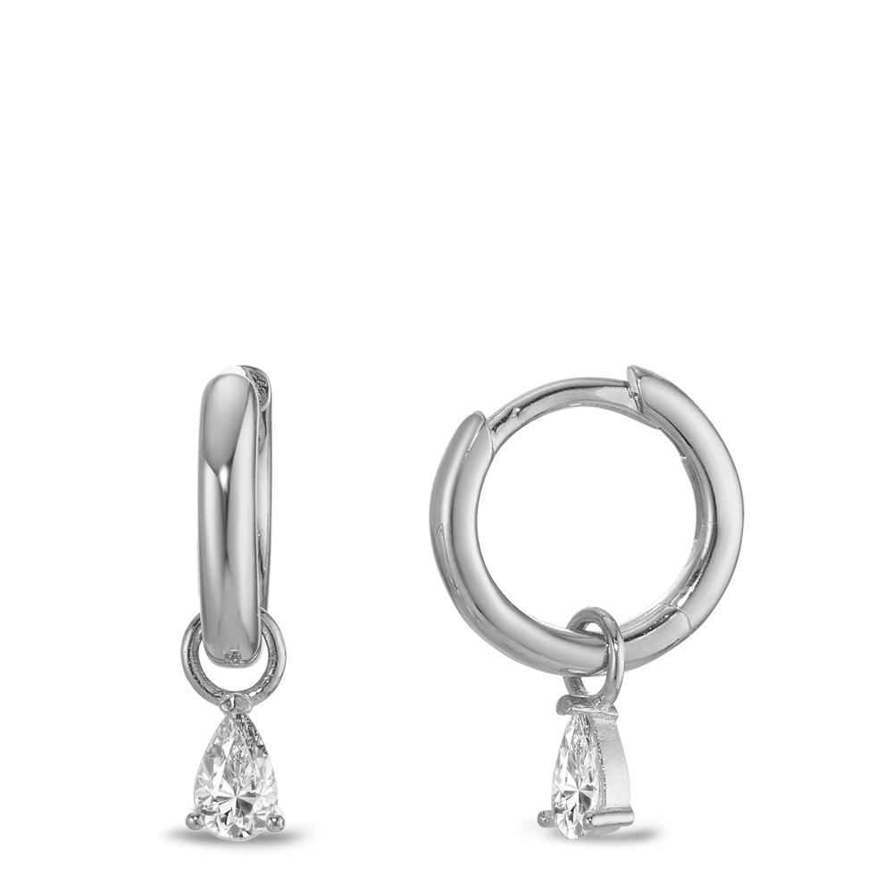 Créoles à charnières Argent Zircone 2 Pierres Rhodié-596417