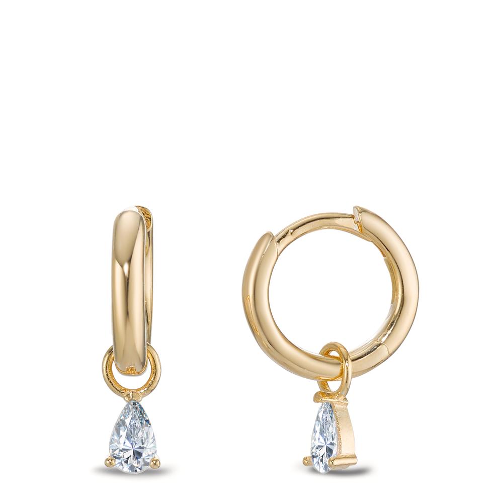 Créoles à charnières Argent Zircone 2 Pierres Rhodié-596419